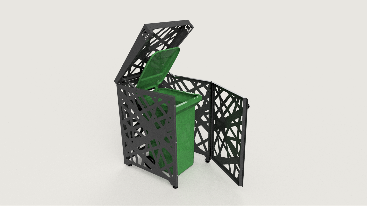 Premium Metal Bin Enclosure for 1 × 240 L Bin Pattern #5