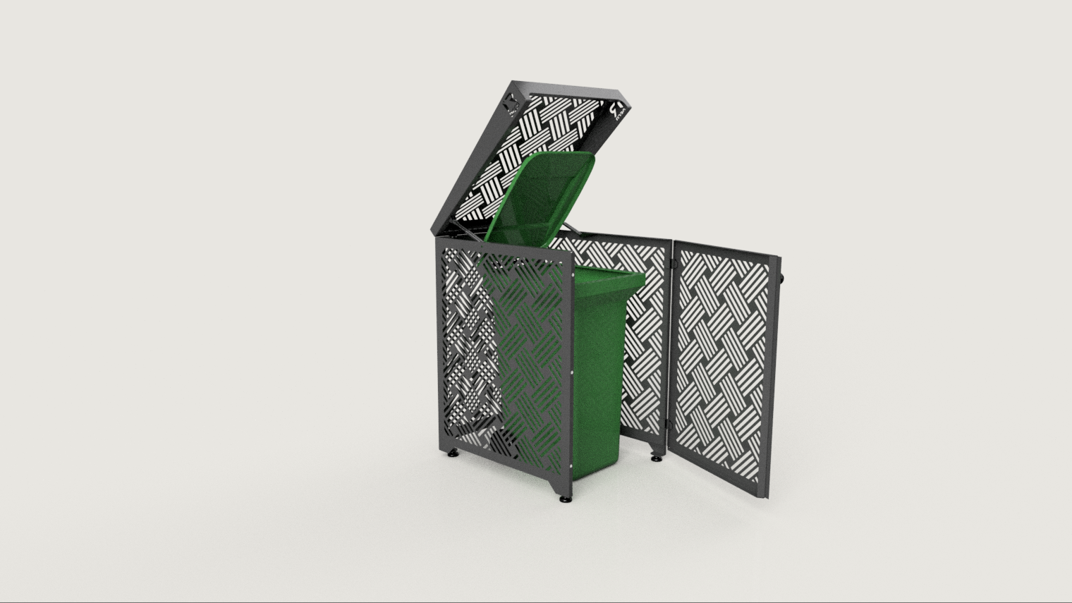 Premium Metal Bin Enclosure for 1 × 240 L Bin Pattern #4