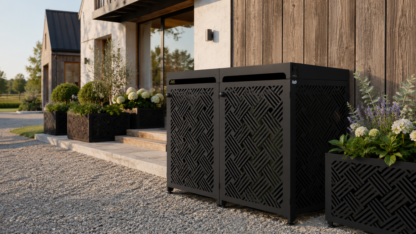Premium Metal Bin Enclosure for 2 × 240 L Bin Pattern #4