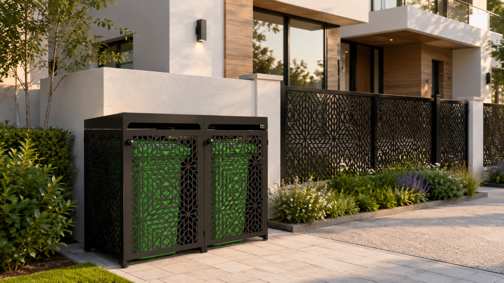 Premium Metal Bin Enclosure for 2 × 240 L Bin Pattern #2