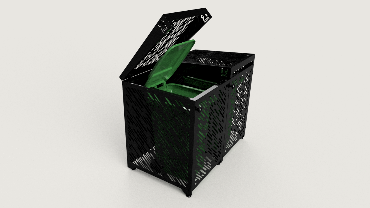 Premium Metal Bin Enclosure for 2 × 240 L Bin Pattern #1