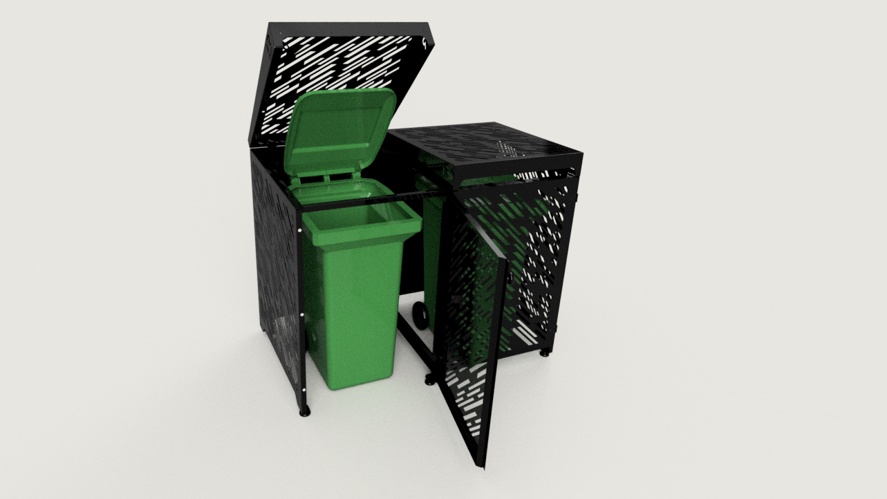 Premium Metal Bin Enclosure for 2 × 240 L Bin Pattern #1