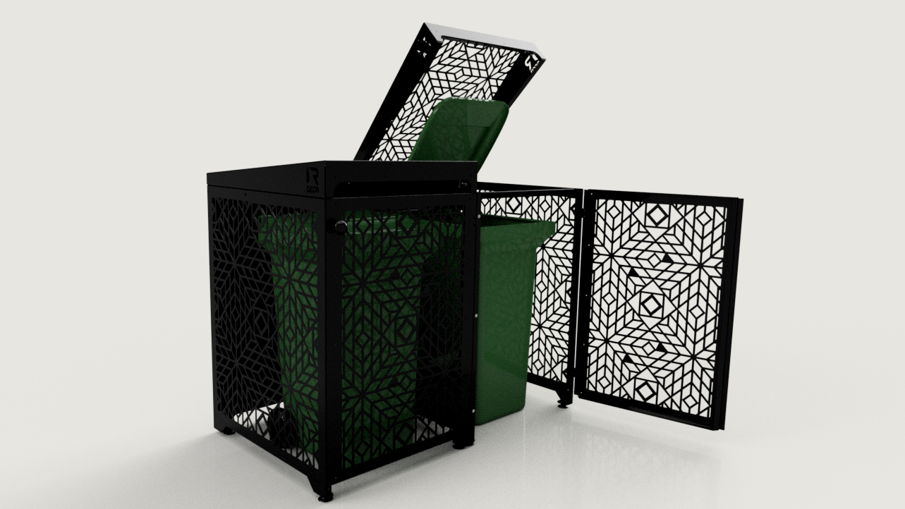 Premium Metal Bin Enclosure for 2 × 240 L Bin Pattern #2