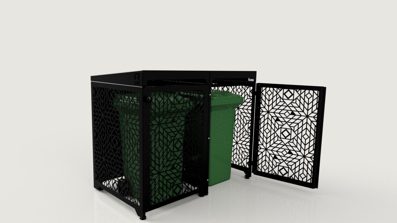 Premium Metal Bin Enclosure for 2 × 240 L Bin Pattern #2