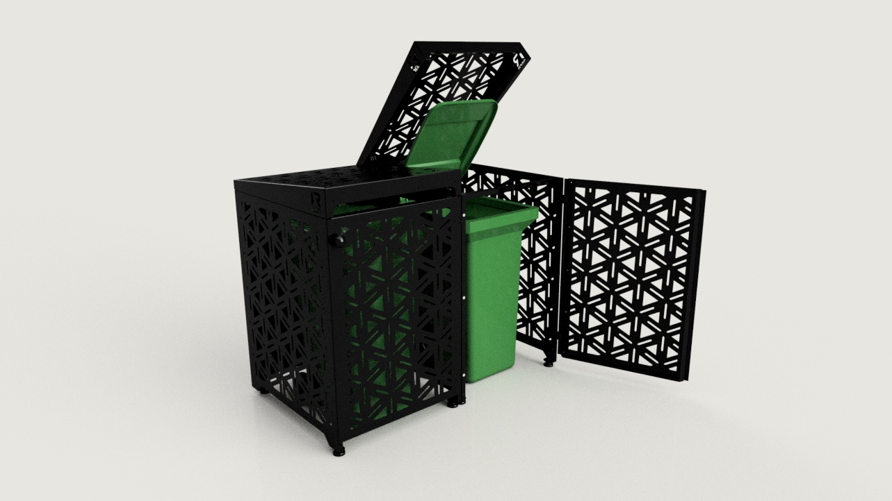 Premium Metal Bin Enclosure for 2 × 240 L Bin Pattern #3