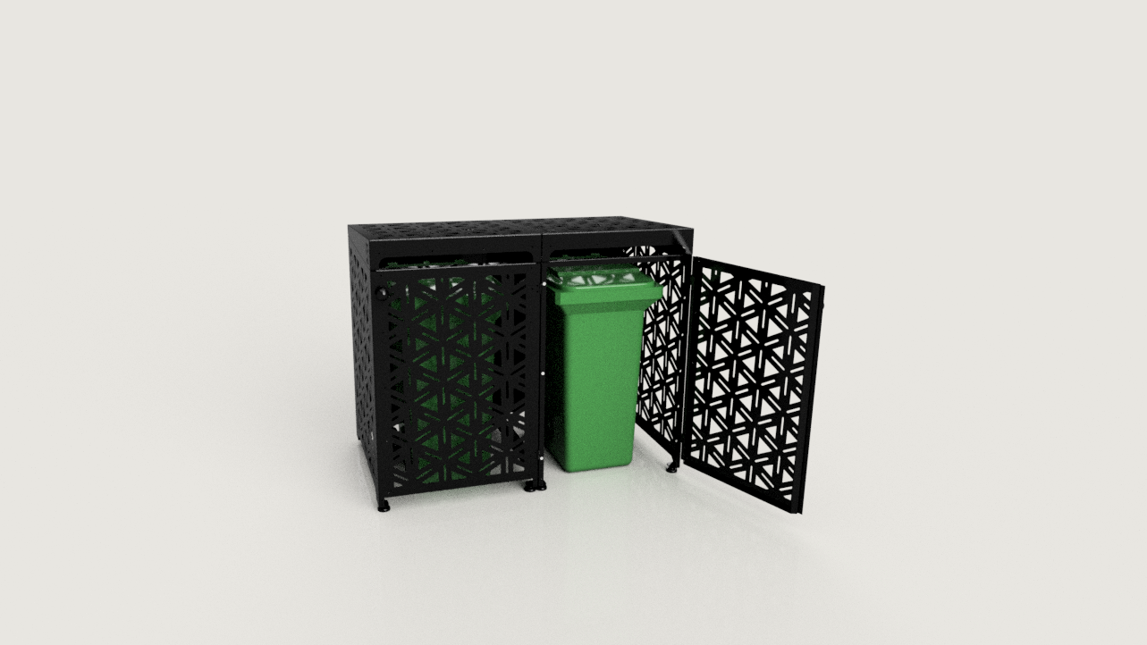 Premium Metal Bin Enclosure for 2 × 240 L Bin Pattern #3