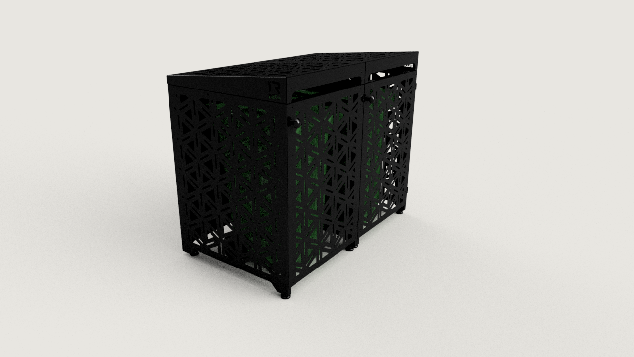 Premium Metal Bin Enclosure for 2 × 240 L Bin Pattern #3