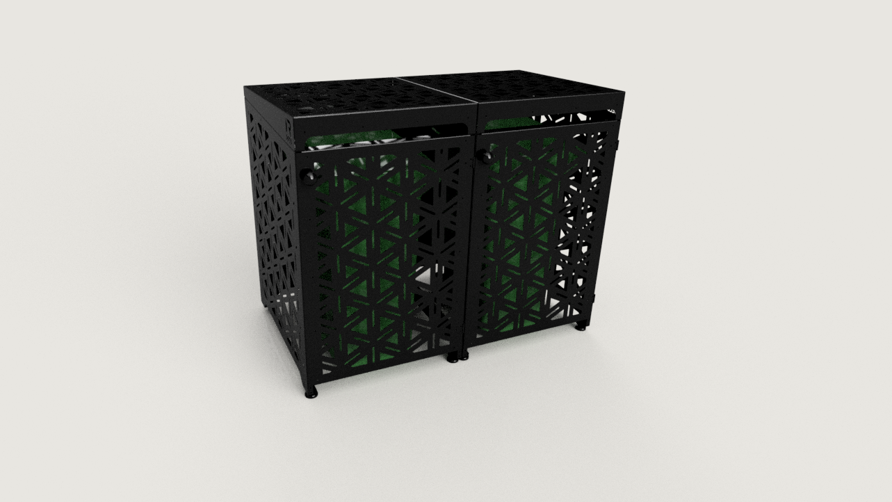 Premium Metal Bin Enclosure for 2 × 240 L Bin Pattern #3