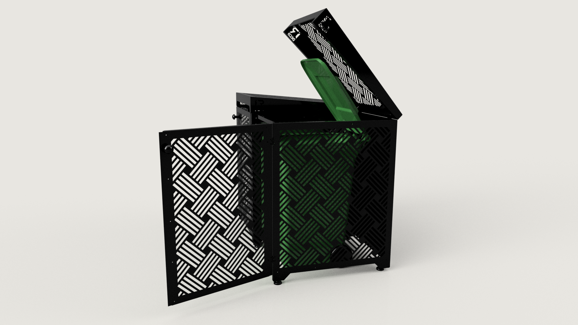 Premium Metal Bin Enclosure for 2 × 240 L Bin Pattern #4