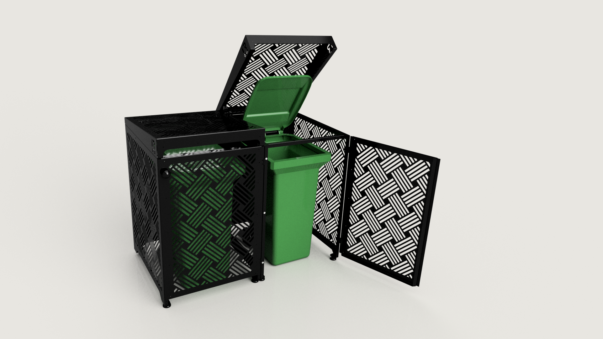 Premium Metal Bin Enclosure for 2 × 240 L Bin Pattern #4