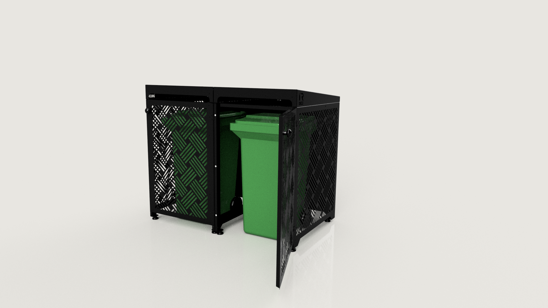Premium Metal Bin Enclosure for 2 × 240 L Bin Pattern #4