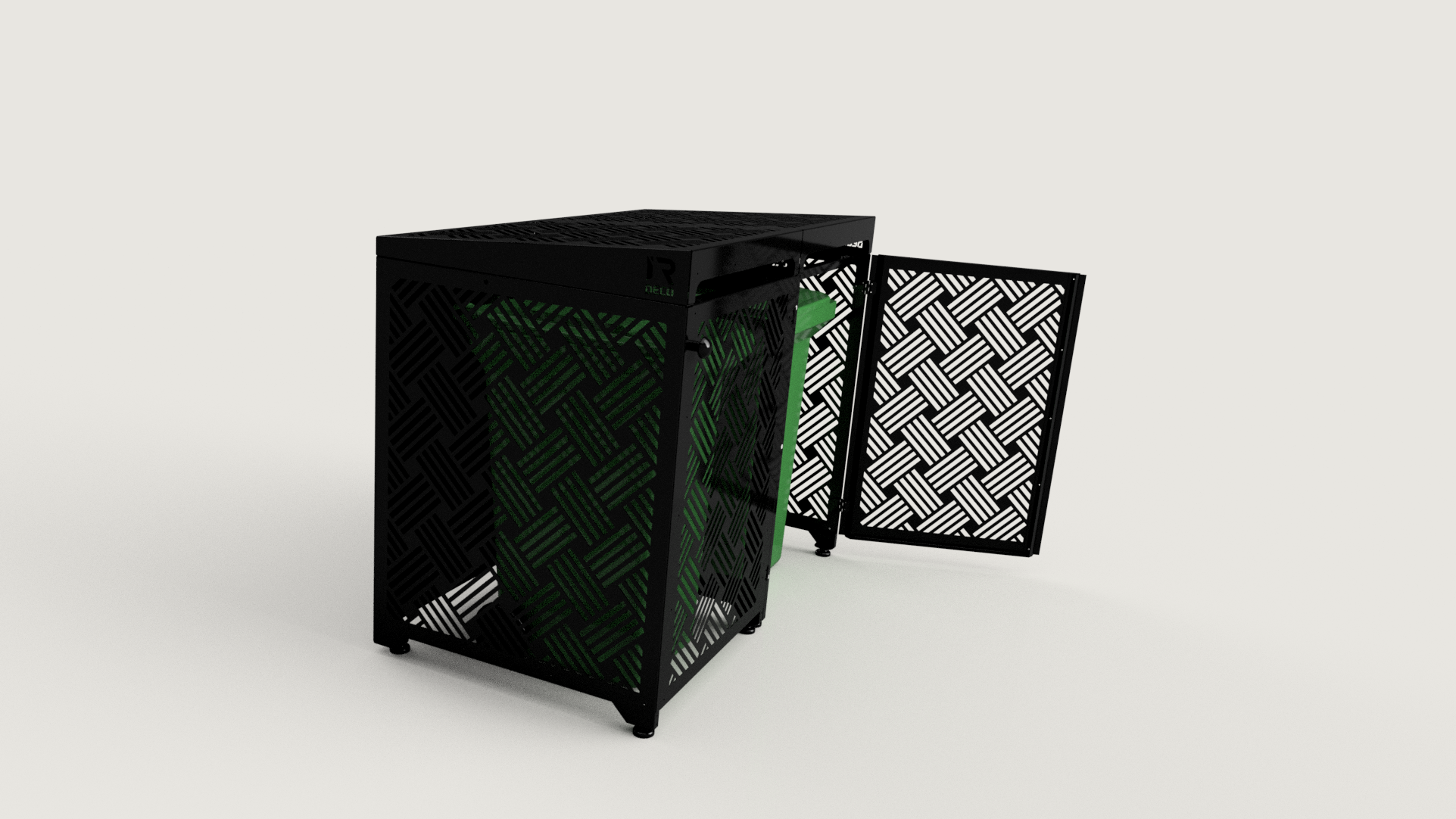 Premium Metal Bin Enclosure for 2 × 240 L Bin Pattern #4
