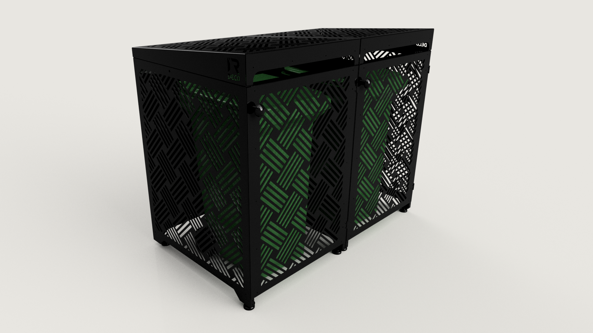 Premium Metal Bin Enclosure for 2 × 240 L Bin Pattern #4