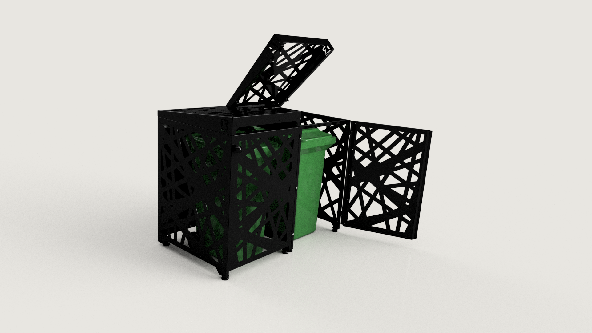 Premium Metal Bin Enclosure for 2 × 240 L Bin Pattern #5