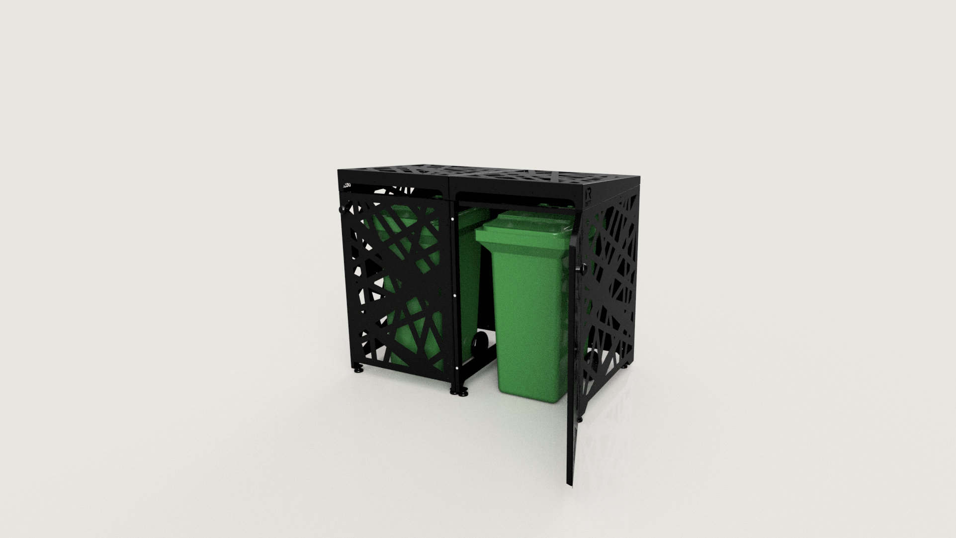 Premium Metal Bin Enclosure for 2 × 240 L Bin Pattern #5