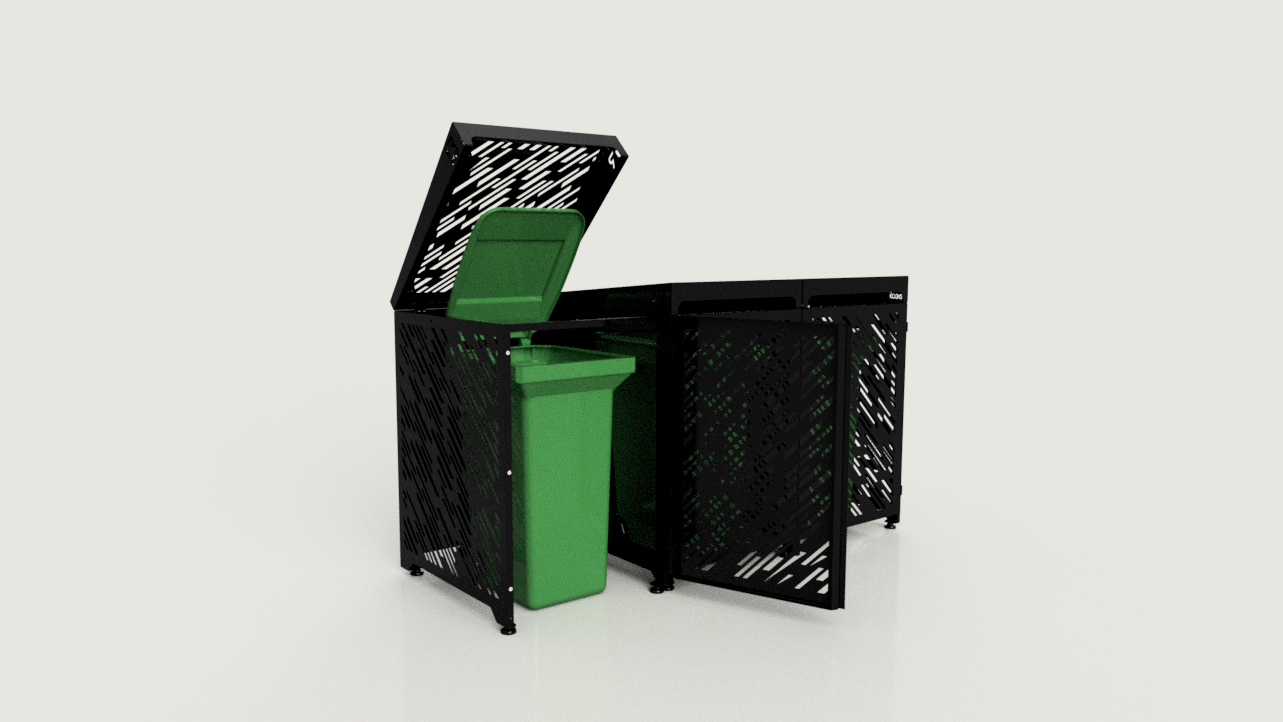 Premium Metal Bin Enclosure for 3 × 240 L Bin Pattern #1