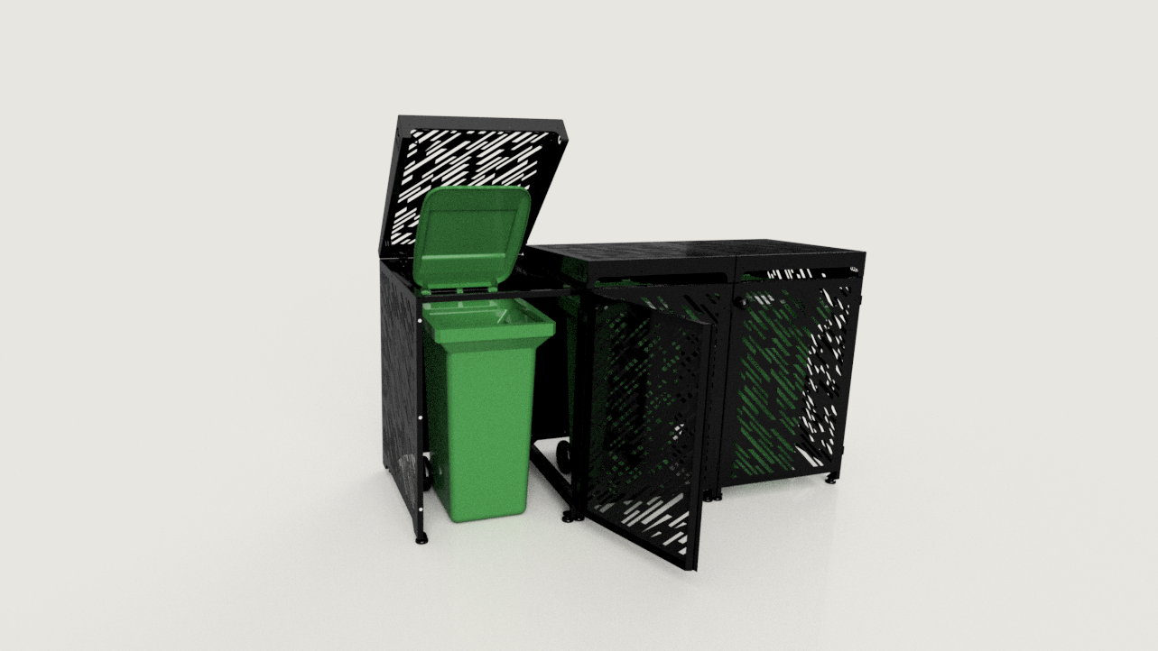 Premium Metal Bin Enclosure for 3 × 240 L Bin Pattern #1