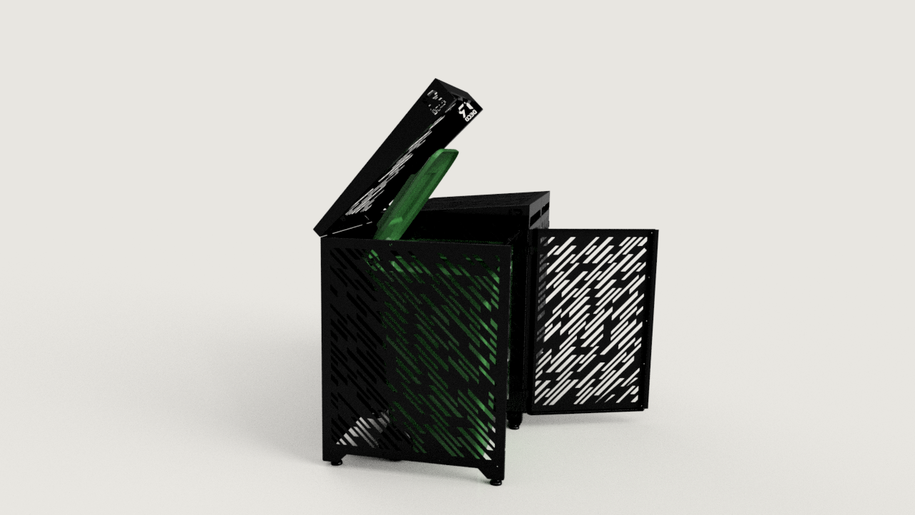 Premium Metal Bin Enclosure for 3 × 240 L Bin Pattern #1