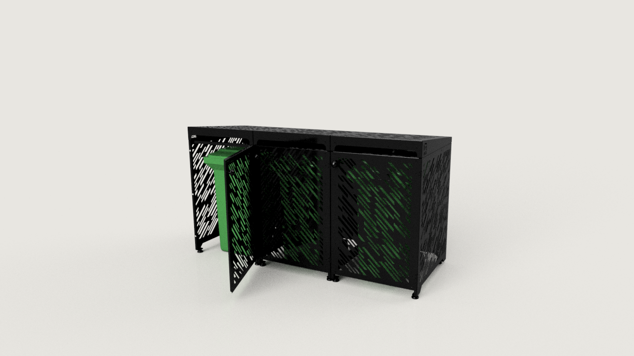 Premium Metal Bin Enclosure for 3 × 240 L Bin Pattern #1