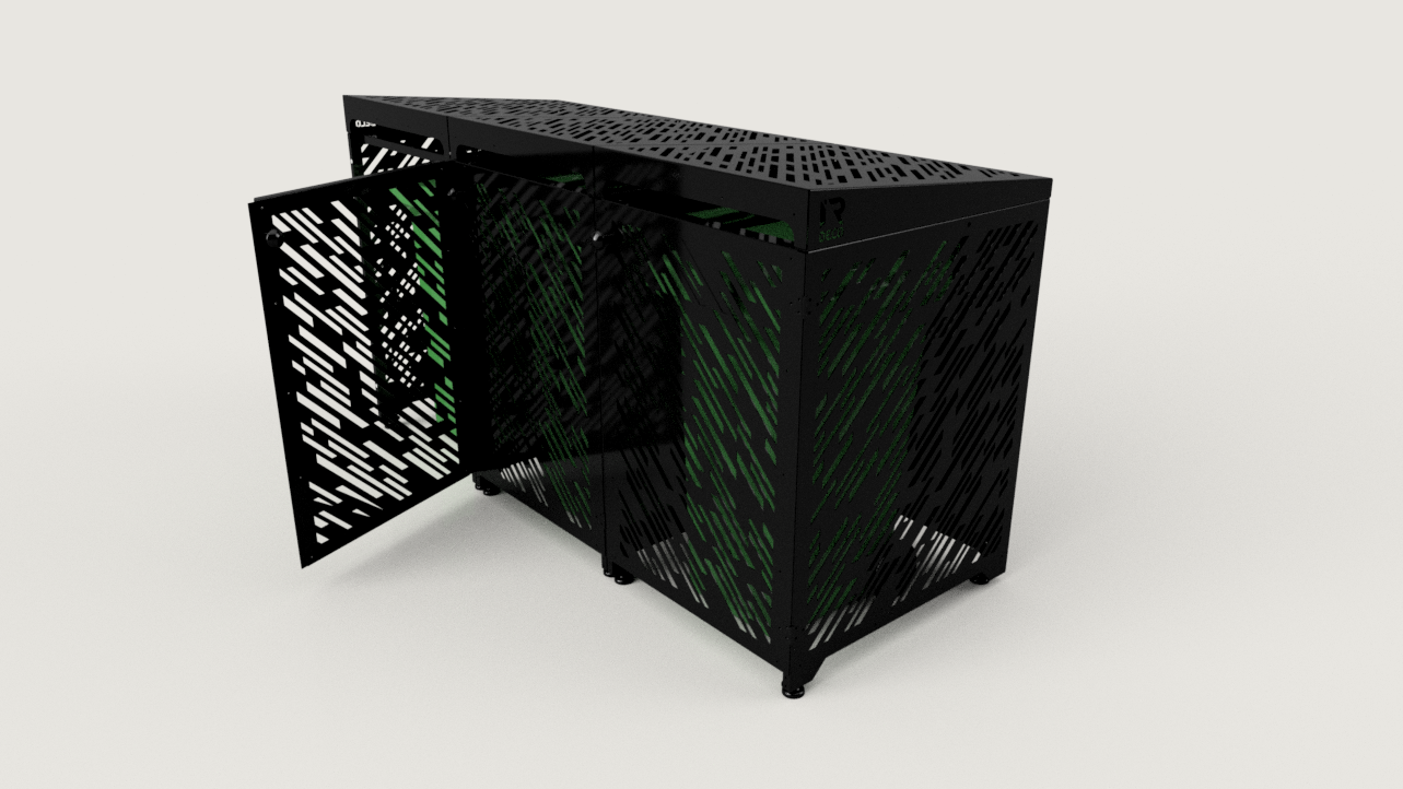 Premium Metal Bin Enclosure for 3 × 240 L Bin Pattern #1
