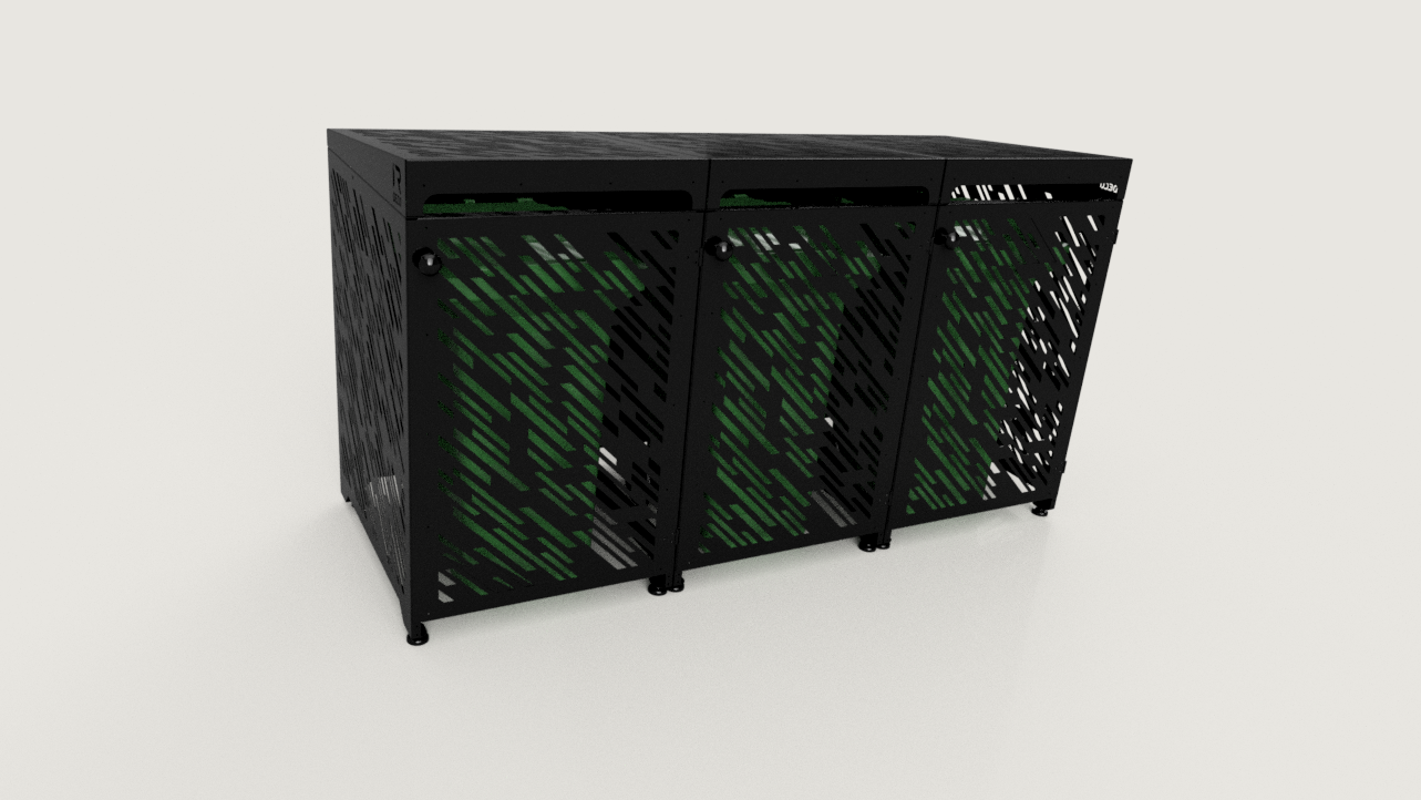 Premium Metal Bin Enclosure for 3 × 240 L Bin Pattern #1