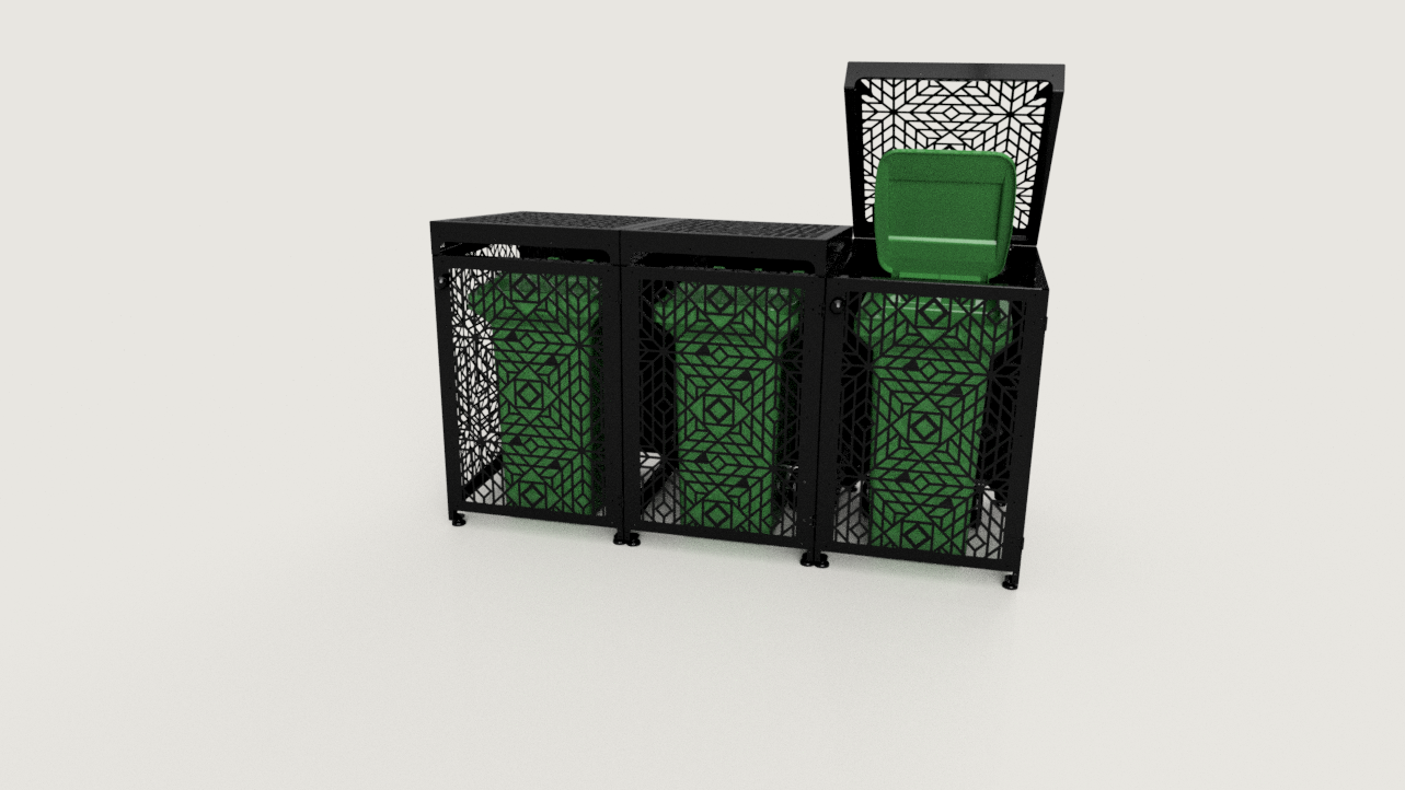 Premium Metal Bin Enclosure for 3 × 240 L Bin Pattern #2