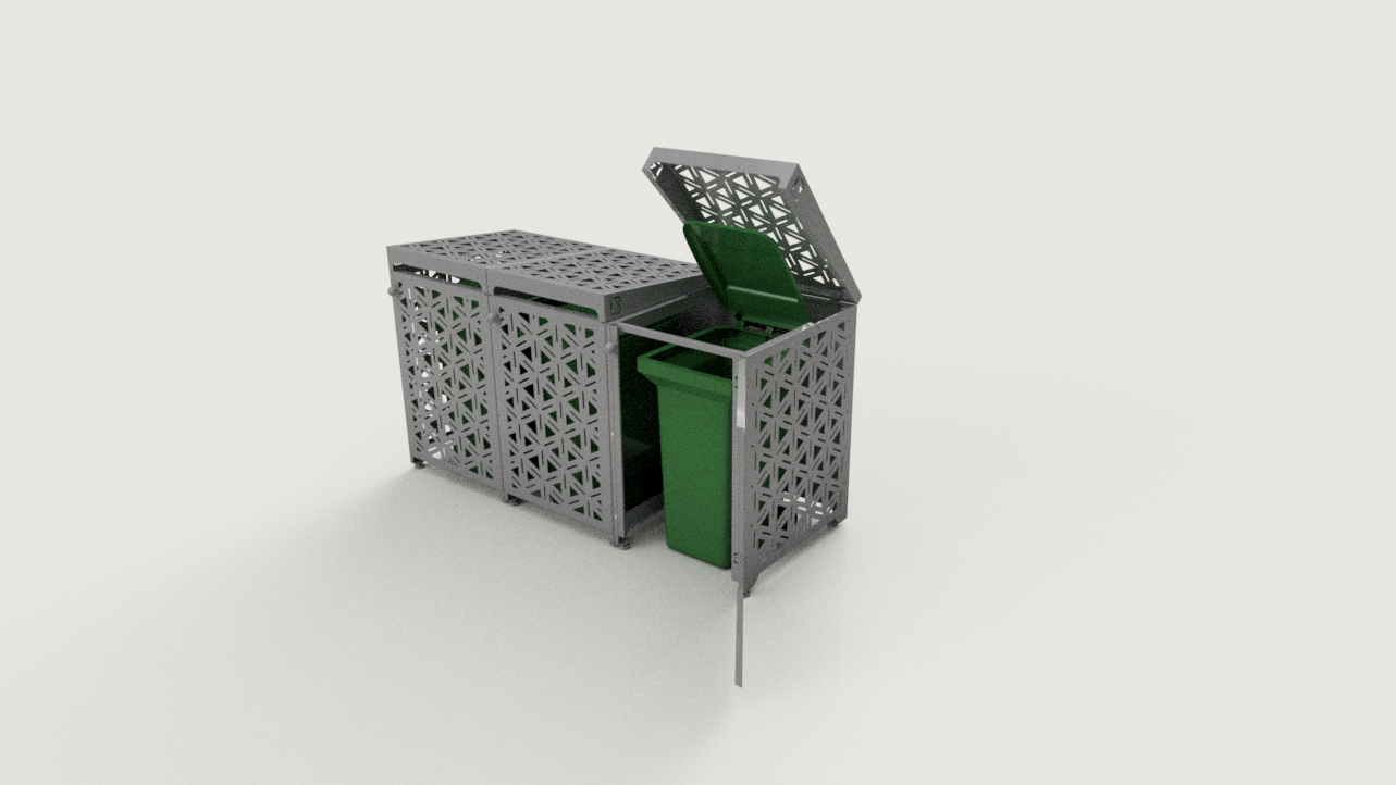 Premium Metal Bin Enclosure for 3 × 240 L Bin Pattern #3