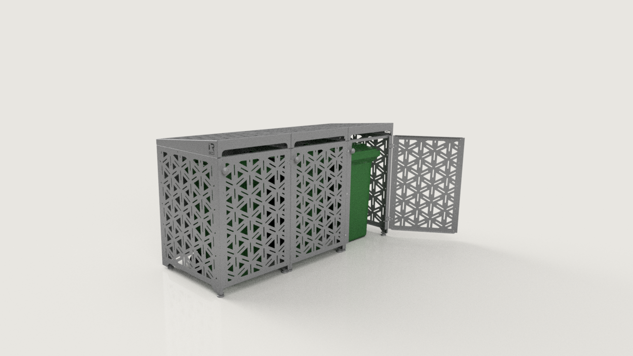 Premium Metal Bin Enclosure for 3 × 240 L Bin Pattern #3