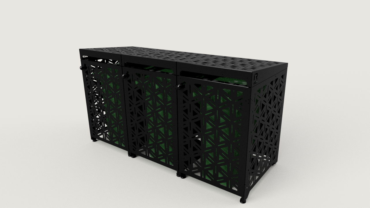 Premium Metal Bin Enclosure for 3 × 240 L Bin Pattern #3