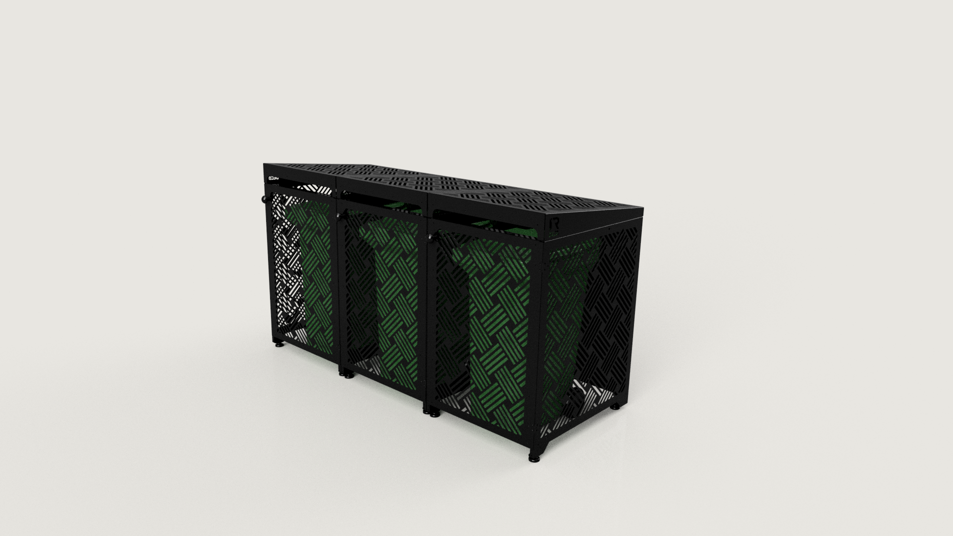 Premium Metal Bin Enclosure for 3 × 240 L Bin Pattern #4