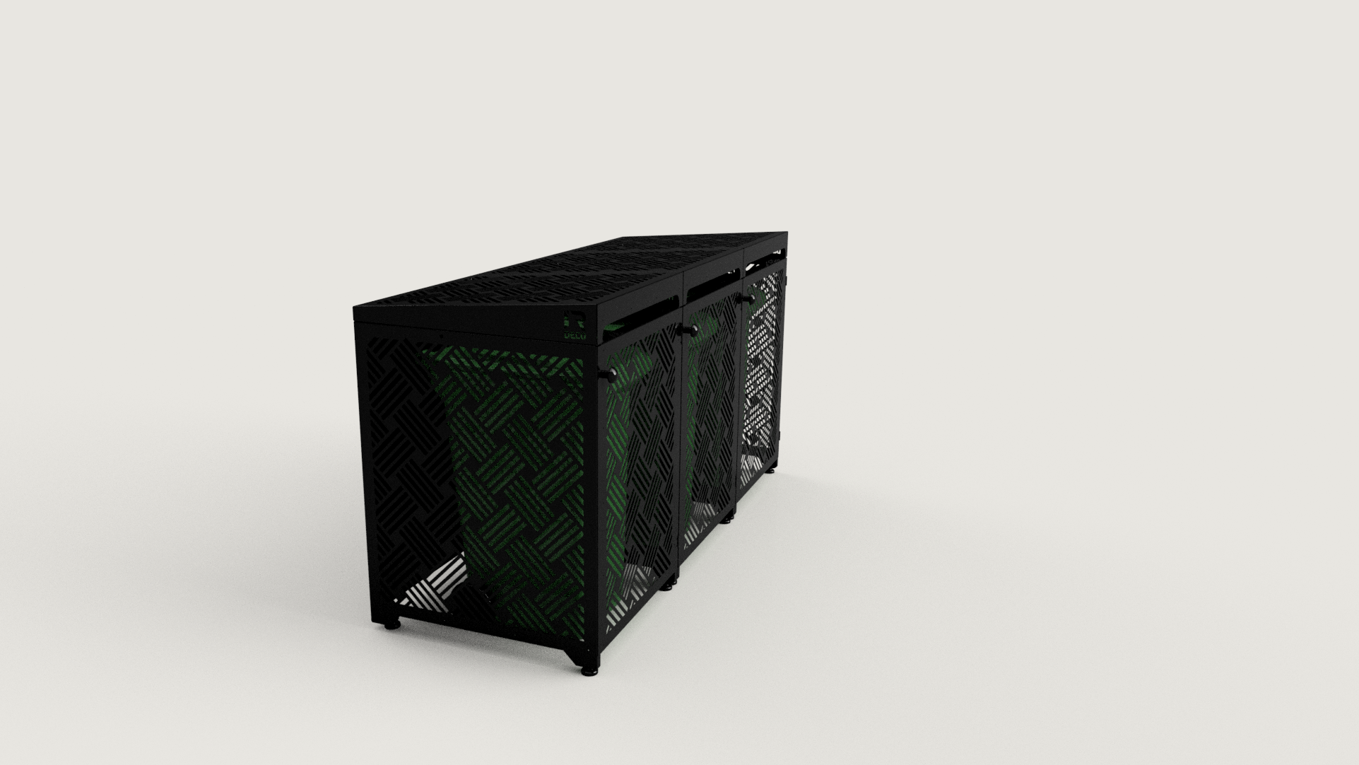 Premium Metal Bin Enclosure for 3 × 240 L Bin Pattern #4