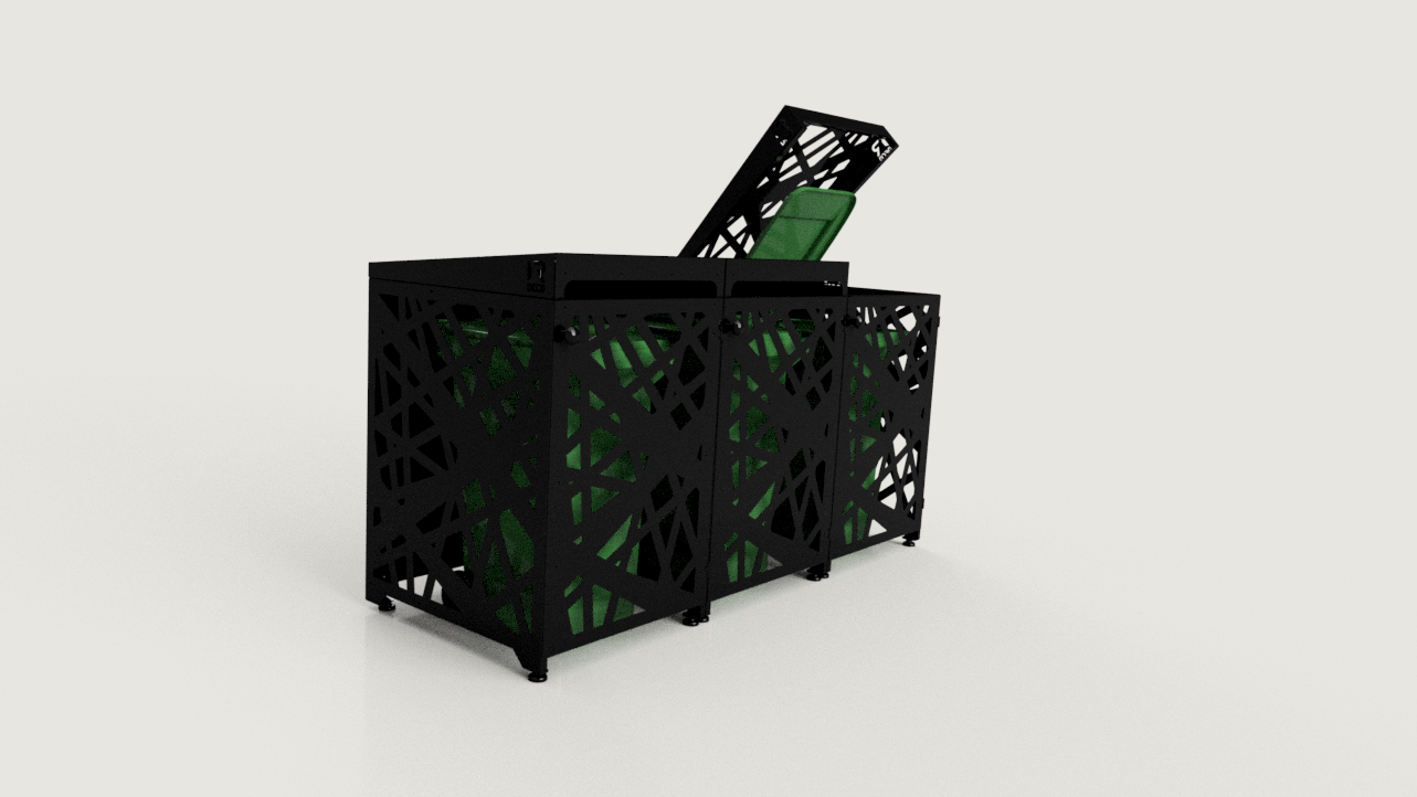 Premium Metal Bin Enclosure for 3 × 240 L Bin Pattern #5