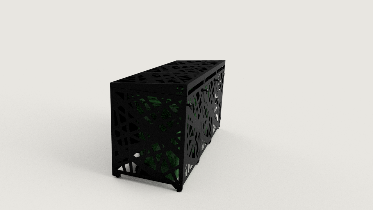 Premium Metal Bin Enclosure for 3 × 240 L Bin Pattern #5