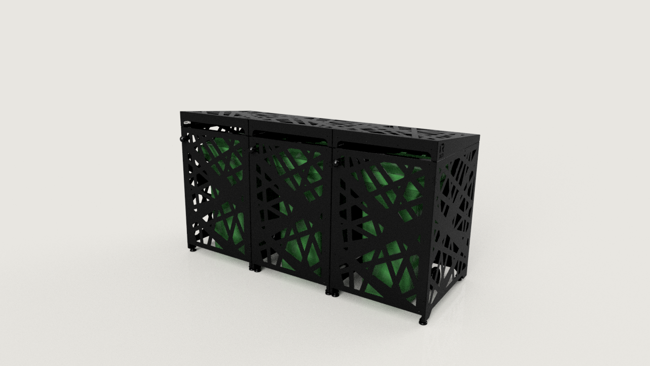 Premium Metal Bin Enclosure for 3 × 240 L Bin Pattern #5