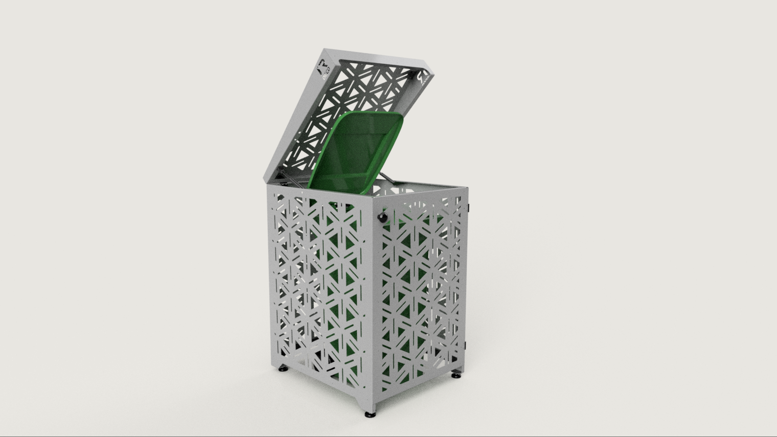 Premium Metal Bin Enclosure for 1 × 240 L Bin Pattern #3