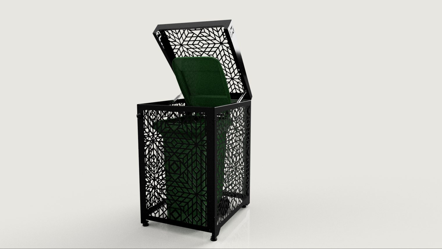 Premium Metal Bin Enclosure for 1 × 240 L Bin Pattern #2
