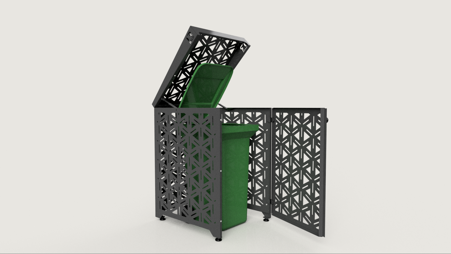 Premium Metal Bin Enclosure for 1 × 240 L Bin Pattern #3