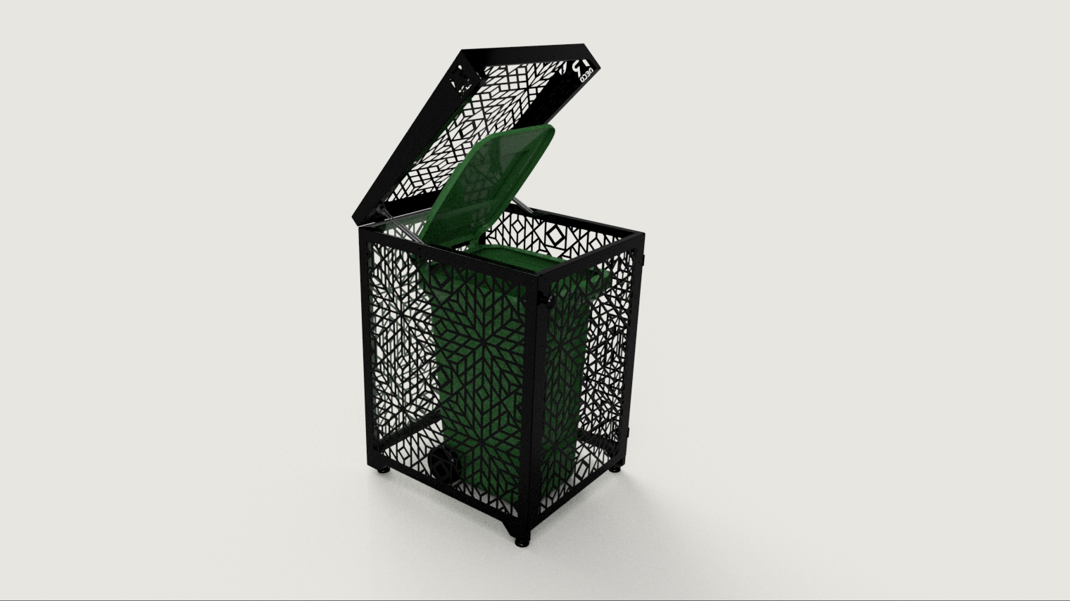 Premium Metal Bin Enclosure for 1 × 240 L Bin Pattern #2