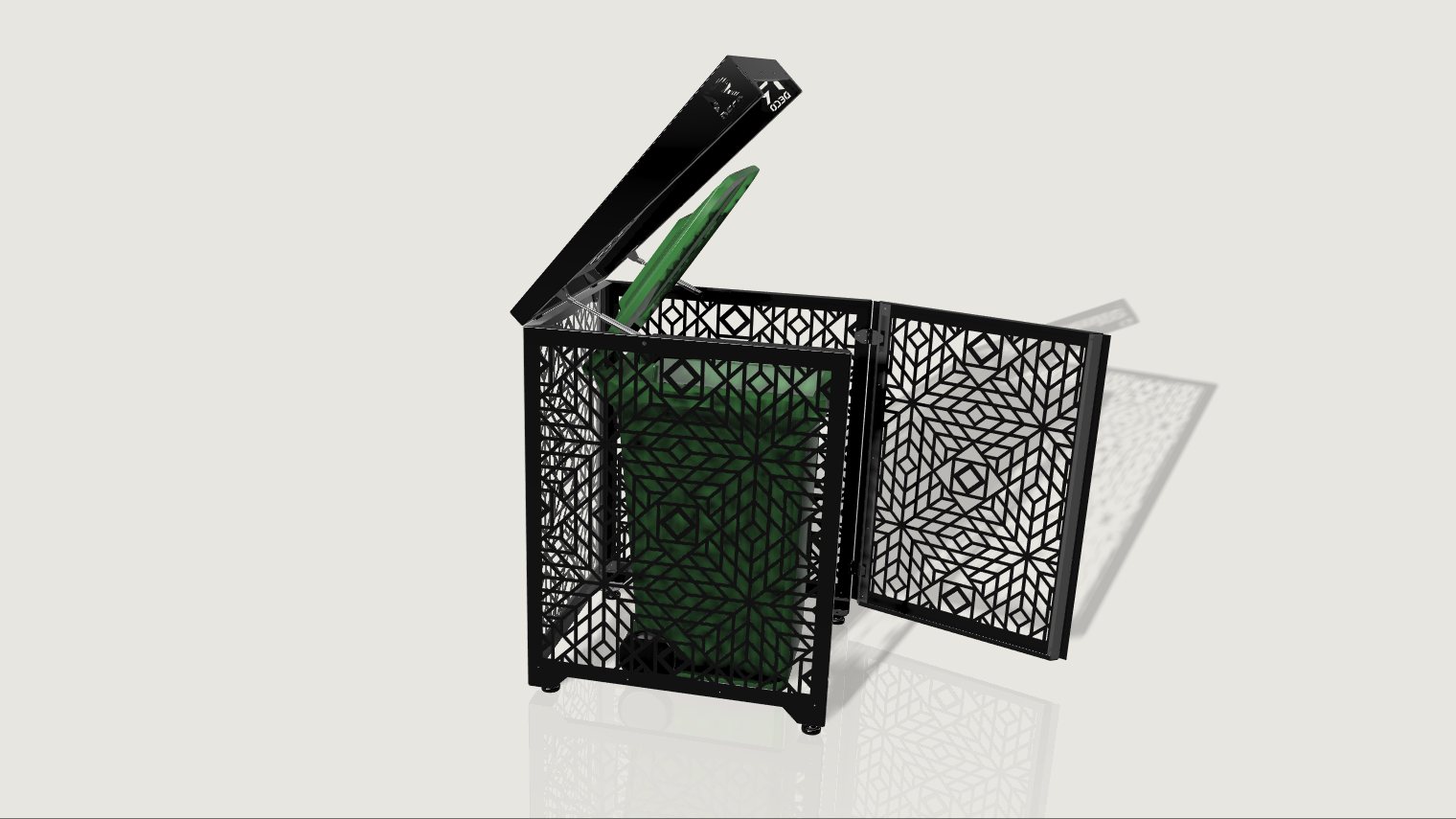 Premium Metal Bin Enclosure for 1 × 240 L Bin Pattern #2