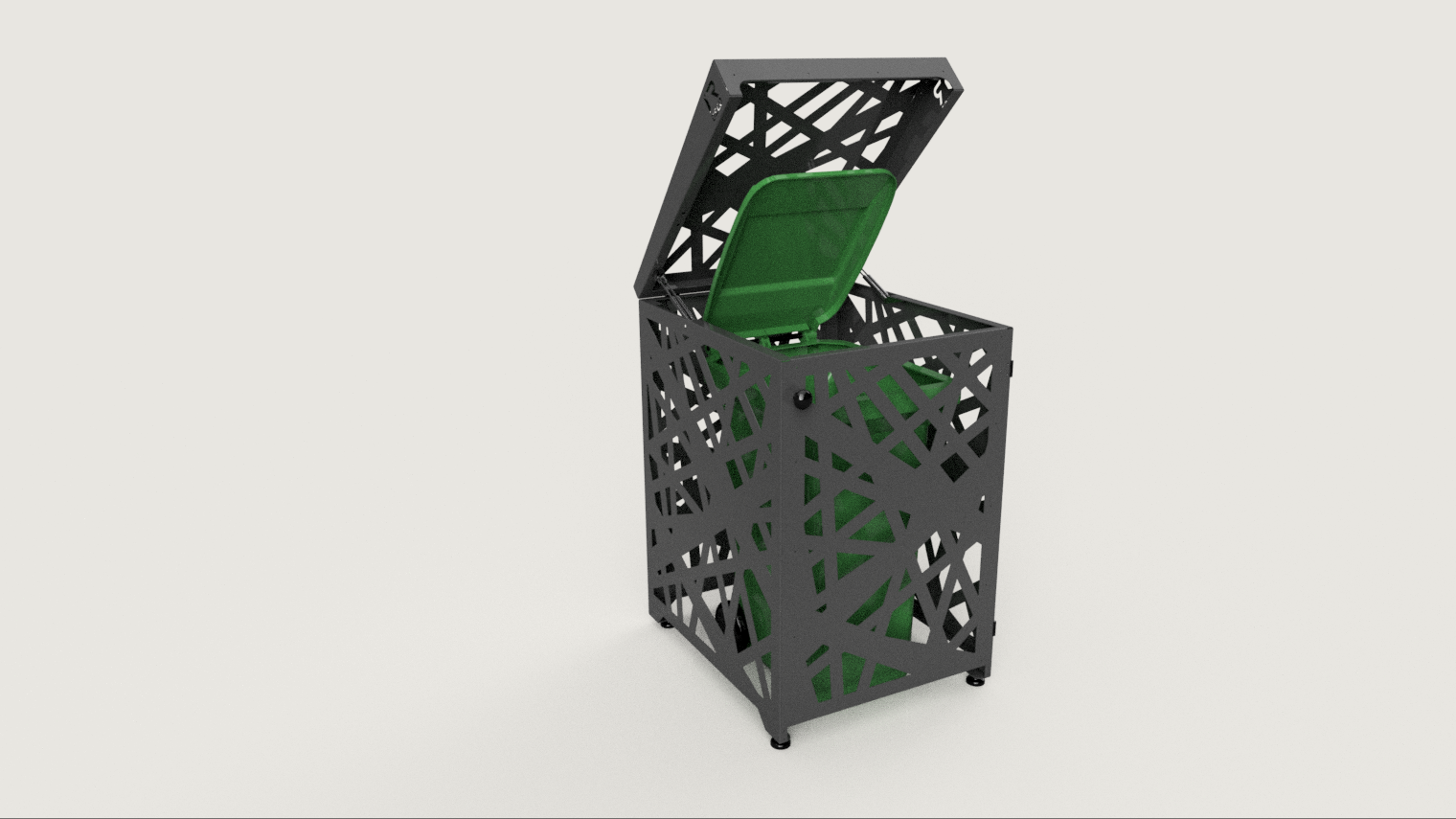 Premium Metal Bin Enclosure for 1 × 240 L Bin Pattern #5