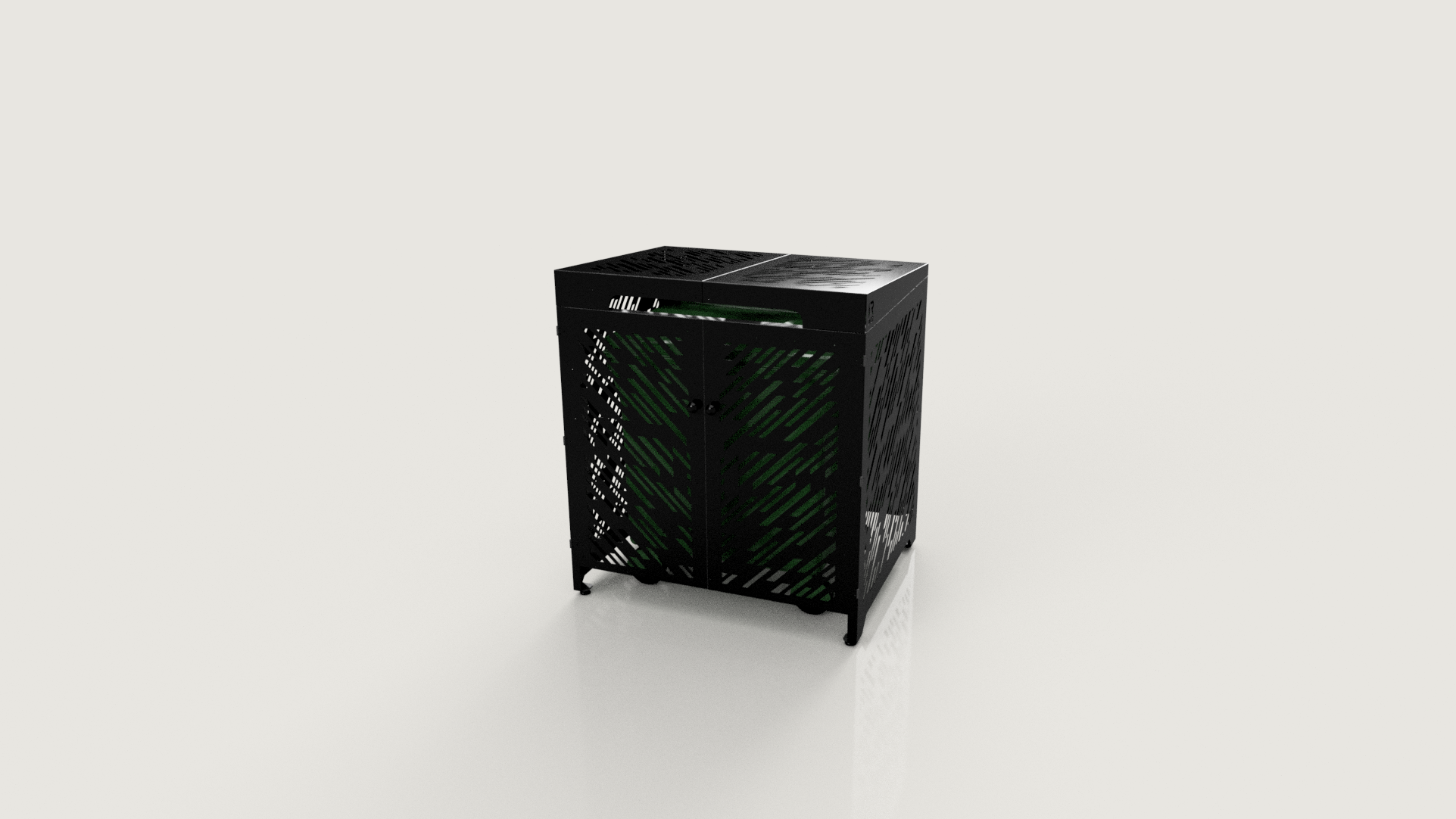 Premium Metal Bin Enclosure for 1 × 1100 L Bin Pattern #1