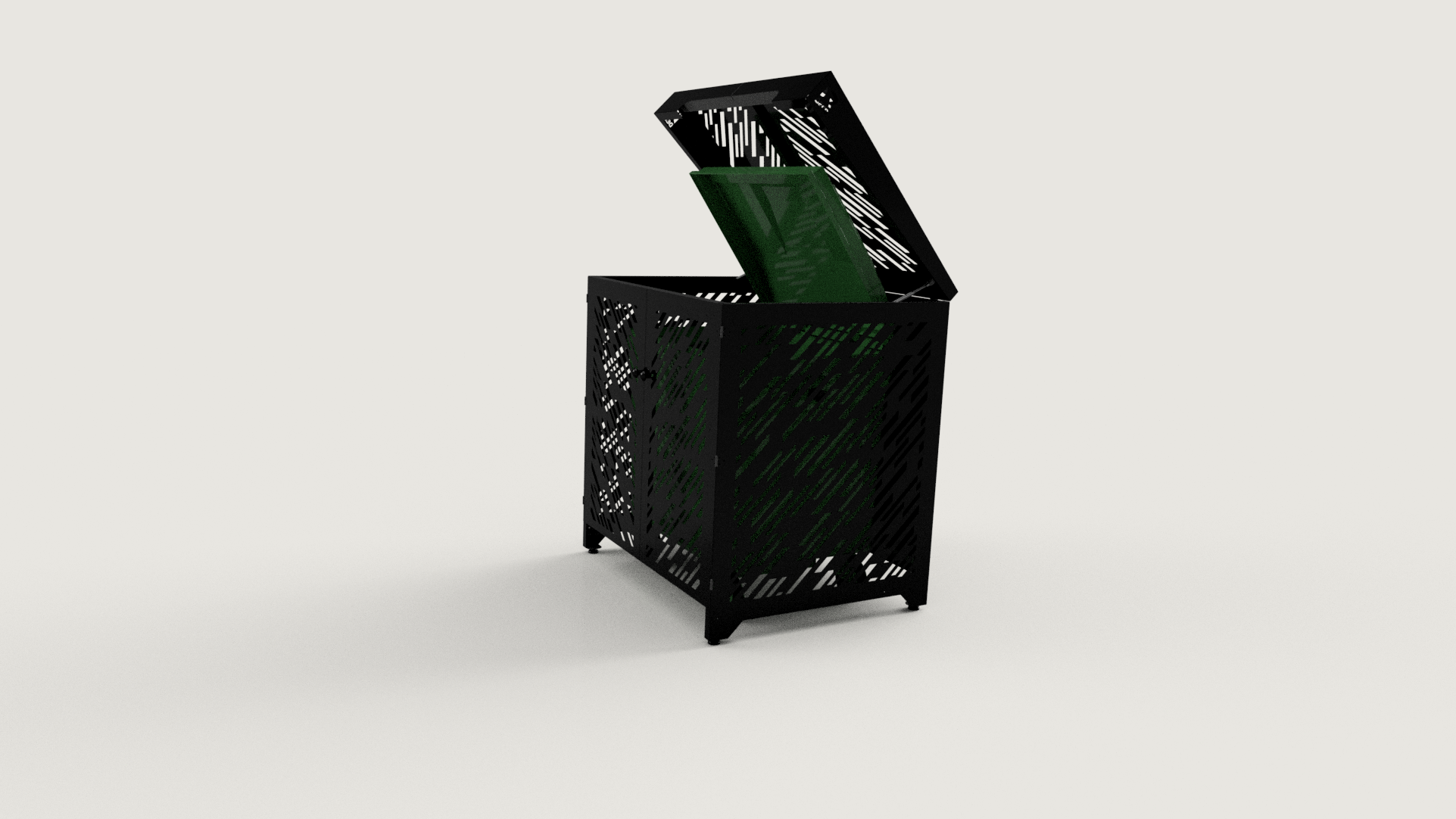 Premium Metal Bin Enclosure for 1 × 1100 L Bin Pattern #1