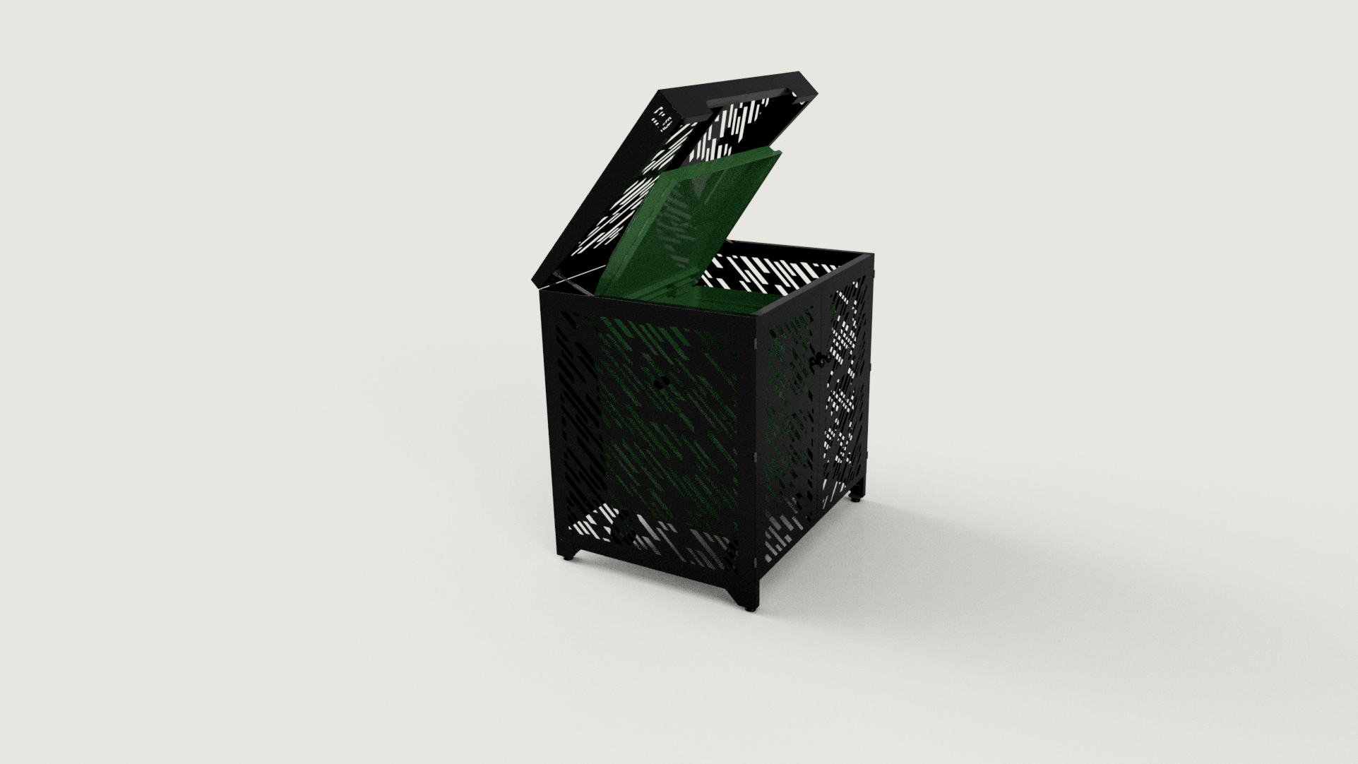 Premium Metal Bin Enclosure for 1 × 1100 L Bin Pattern #1