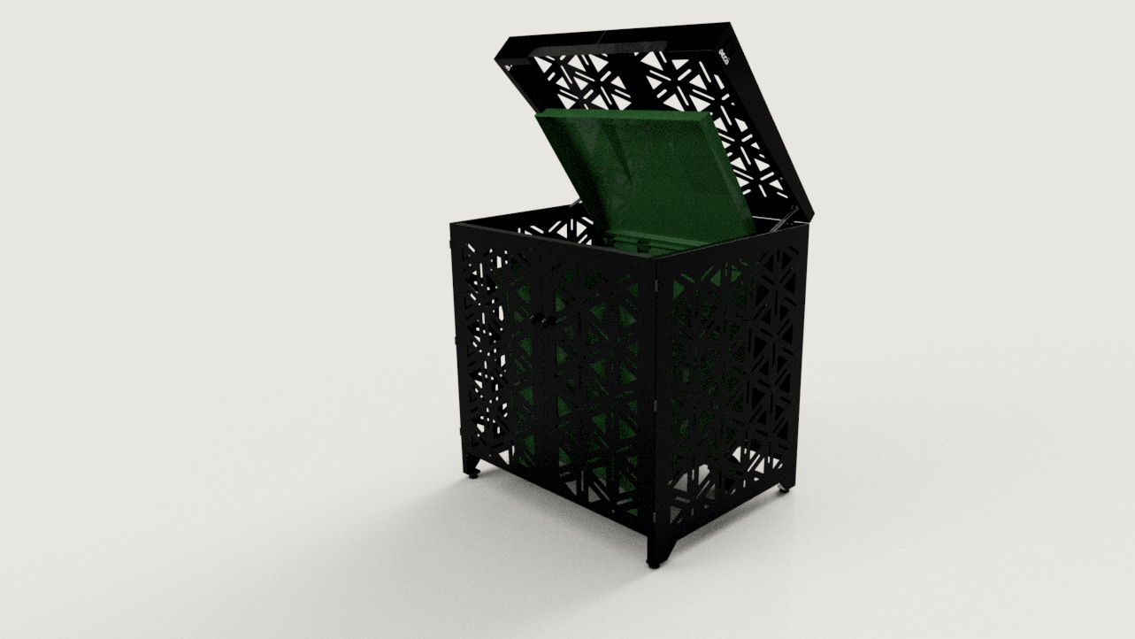 Premium Metal Bin Enclosure for 1 × 1100 L Bin Pattern #3