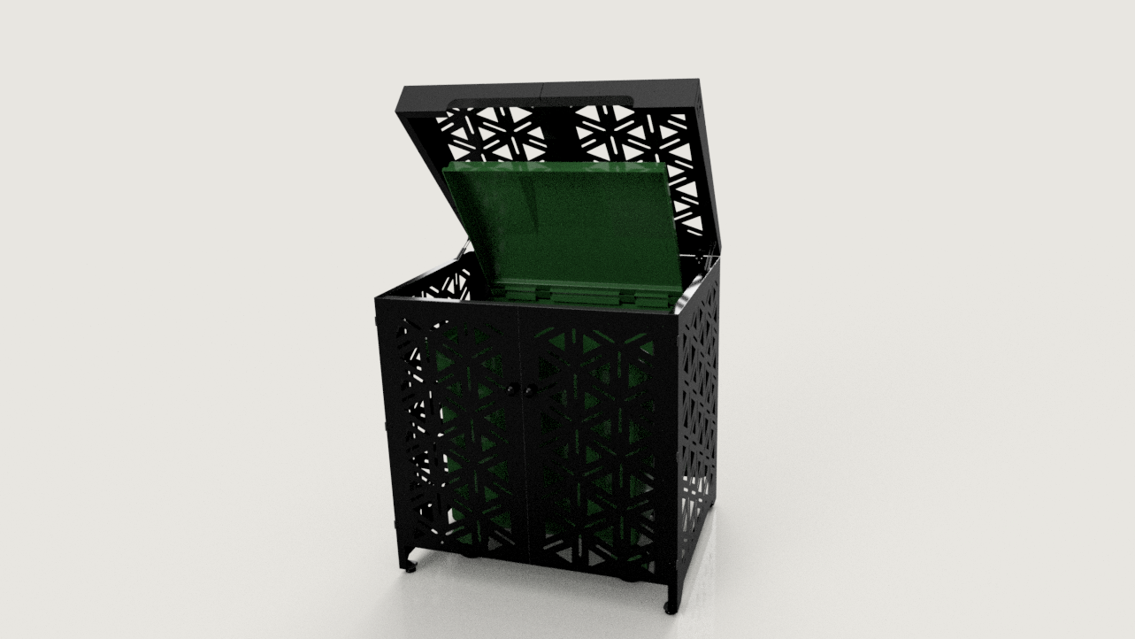 Premium Metal Bin Enclosure for 1 × 1100 L Bin Pattern #3