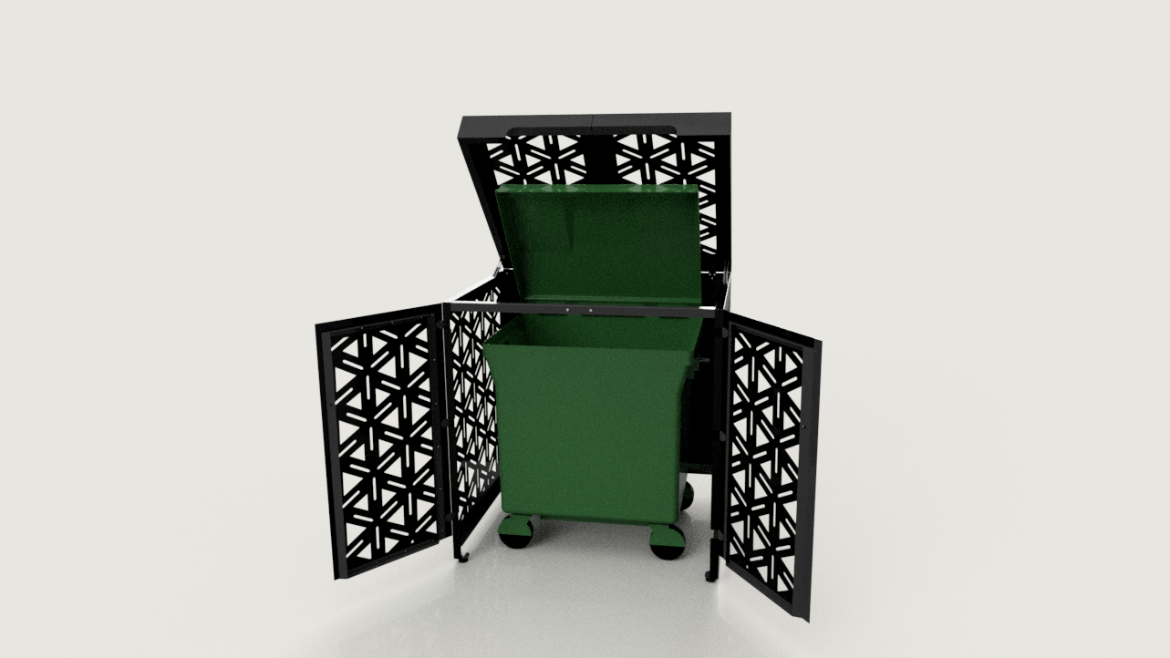 Premium Metal Bin Enclosure for 1 × 1100 L Bin Pattern #3