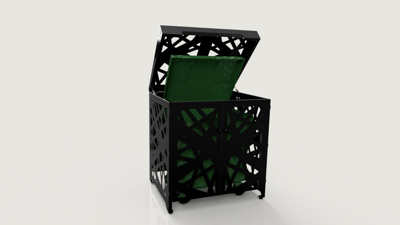Premium Metal Bin Enclosure for 1 × 1100 L Bin Pattern #5
