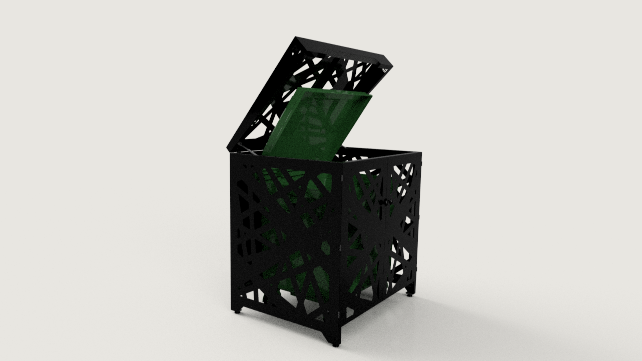 Premium Metal Bin Enclosure for 1 × 1100 L Bin Pattern #5