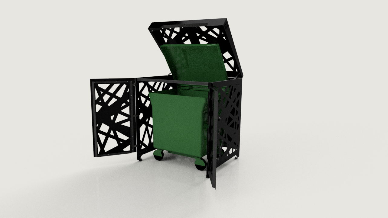 Premium Metal Bin Enclosure for 1 × 1100 L Bin Pattern #5