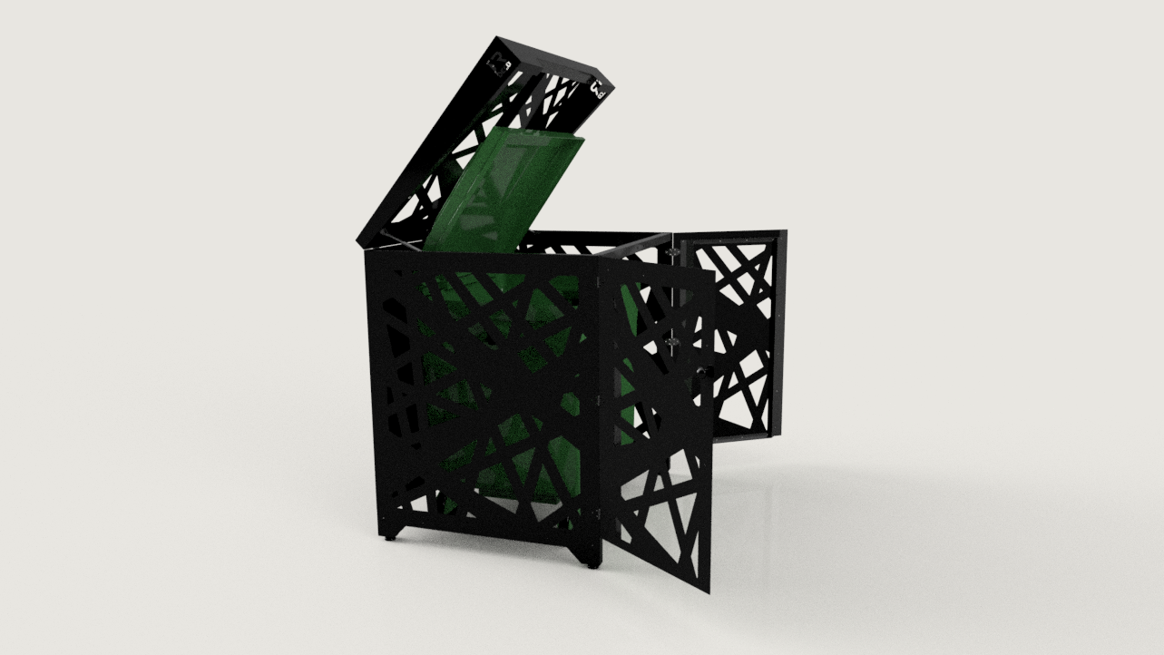 Premium Metal Bin Enclosure for 1 × 1100 L Bin Pattern #5
